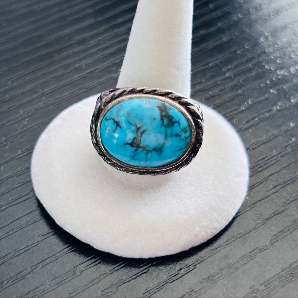 Women's Turquoise Stone Silver-Trim Ring - Blue